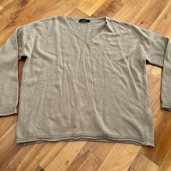 Baci Wool/Cashmere blend pullover Sweater tan brown camel longsleeve made Italy - Picture 3 of 8